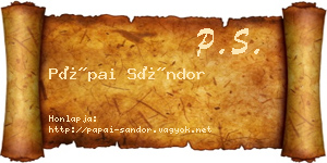 Pápai Sándor névjegykártya